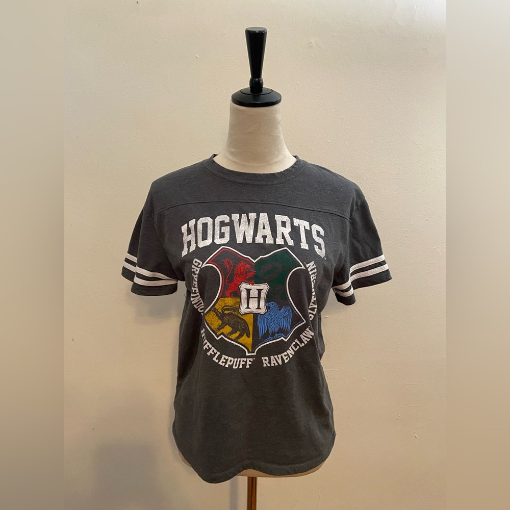Hogwarts Short Sleeve Tee - Dark Grey with Houses Coat of Arms